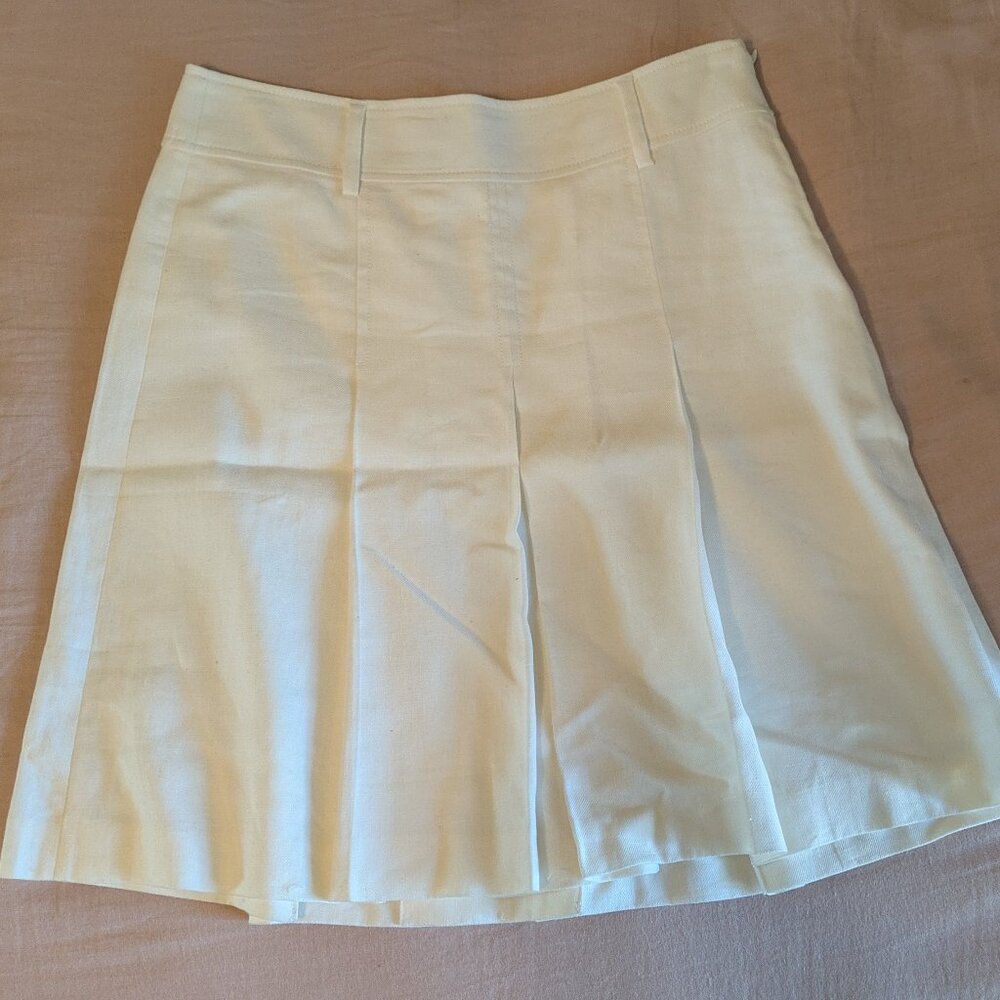 J.Crew Linen Blend Off White Pleated Skirt Size 8